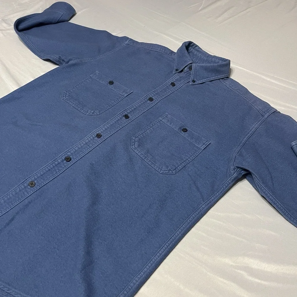 Vintage LL Bean Chamois Cloth Shirt Mens M Blue Cotton Made in USA